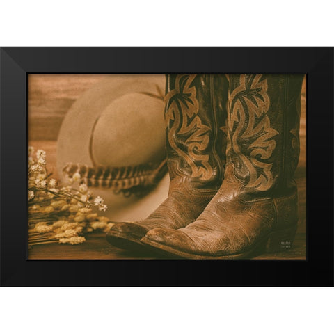 Cowboy Boots V Black Modern Wood Framed Art Print by Larson, Nathan
