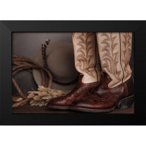 Cowboy Boots XI Black Modern Wood Framed Art Print by Larson, Nathan