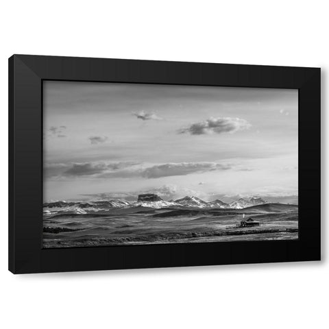 Mountain Cabin II Black Modern Wood Framed Art Print with Double Matting by Larson, Nathan