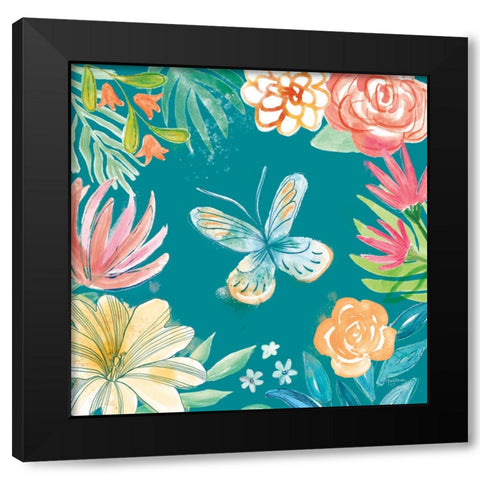 Flower Fun II Dark Black Modern Wood Framed Art Print with Double Matting by Urban, Mary