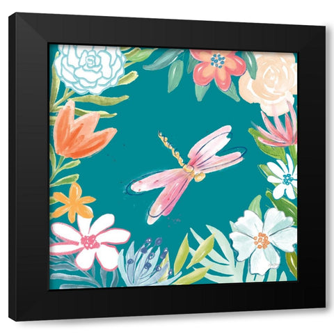 Flower Fun III Dark Black Modern Wood Framed Art Print with Double Matting by Urban, Mary