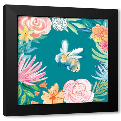 Flower Fun V Dark Black Modern Wood Framed Art Print by Urban, Mary