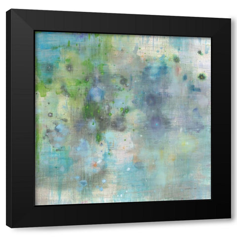 Droplets Black Modern Wood Framed Art Print by Nai, Danhui