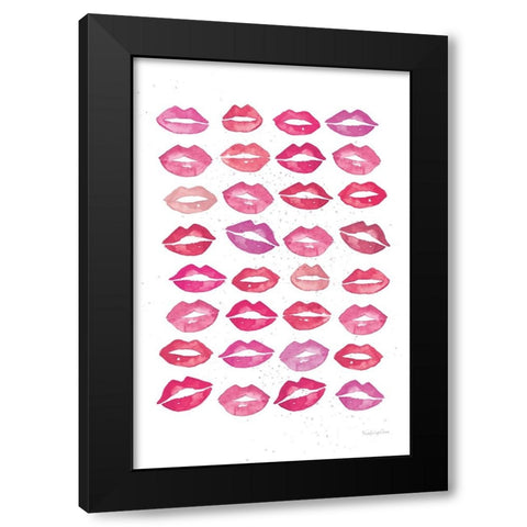 Kiss Me Quick No Words Pink Black Modern Wood Framed Art Print with Double Matting by Charro, Mercedes Lopez
