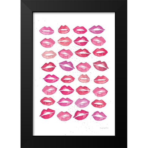 Kiss Me Quick No Words Pink Black Modern Wood Framed Art Print by Charro, Mercedes Lopez