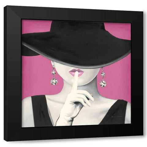Haute Chapeau I PInk Black Modern Wood Framed Art Print with Double Matting by Fabiano, Marco