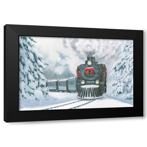 Christmas Train Black Modern Wood Framed Art Print by Studio, Wellington