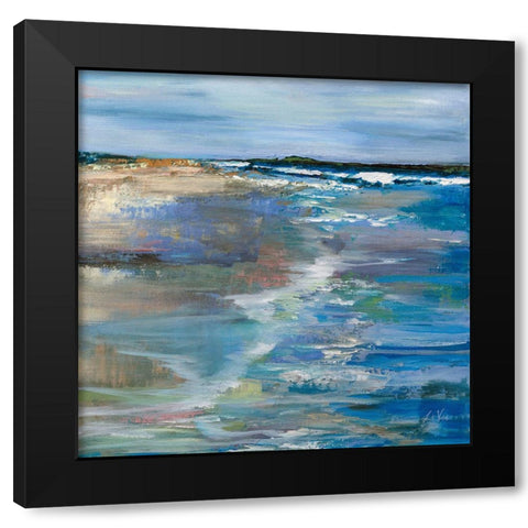 Beach Walk Black Modern Wood Framed Art Print by Vertentes, Jeanette