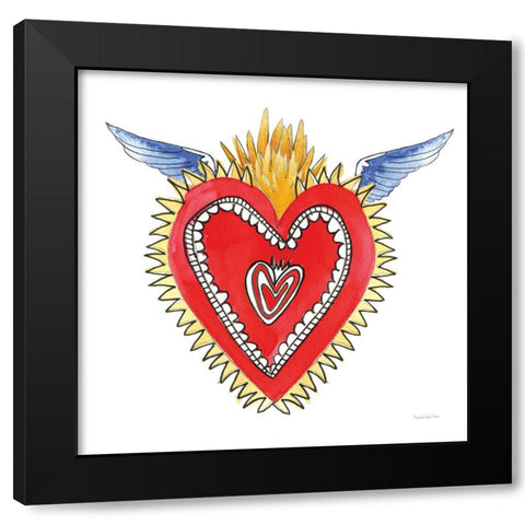 Sacred Heart I Black Modern Wood Framed Art Print by Charro, Mercedes Lopez