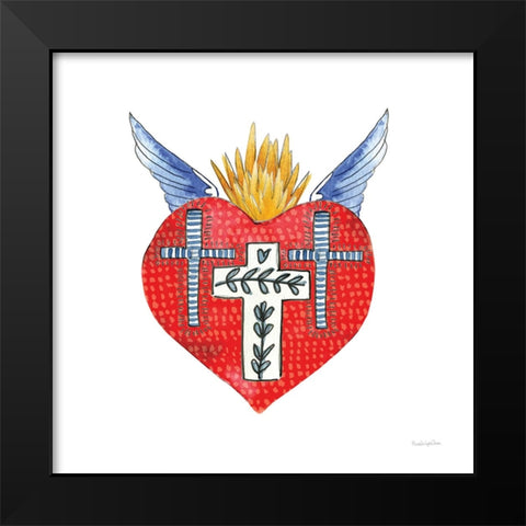 Sacred Heart II Black Modern Wood Framed Art Print by Charro, Mercedes Lopez