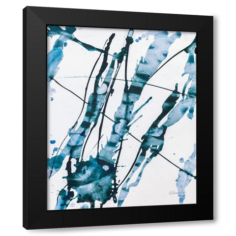 Abstract Splash Black Modern Wood Framed Art Print with Double Matting by Hristova, Albena