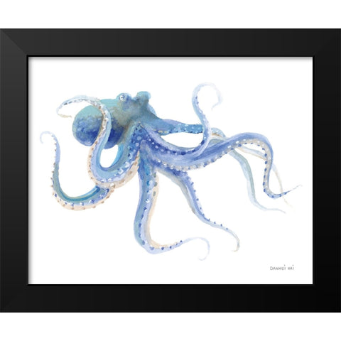 Undersea Octopus Black Modern Wood Framed Art Print by Nai, Danhui