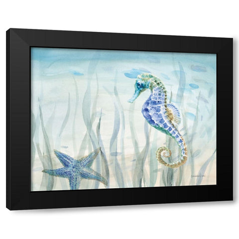 Undersea Friends Black Modern Wood Framed Art Print with Double Matting by Nai, Danhui