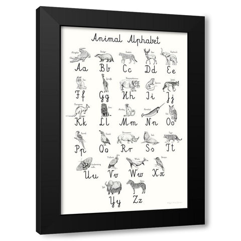 Animal Alphabet Black Modern Wood Framed Art Print with Double Matting by Kucwaj-Tybur, Kasia