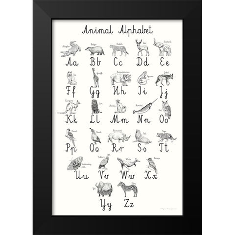 Animal Alphabet Black Modern Wood Framed Art Print by Kucwaj-Tybur, Kasia