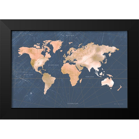 Mindfully Marbled Map Black Modern Wood Framed Art Print by Escalante, Omar