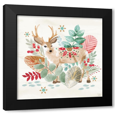 Snowy Critters III Black Modern Wood Framed Art Print with Double Matting by June, Dina