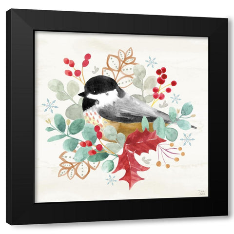 Snowy Critters V Black Modern Wood Framed Art Print with Double Matting by June, Dina