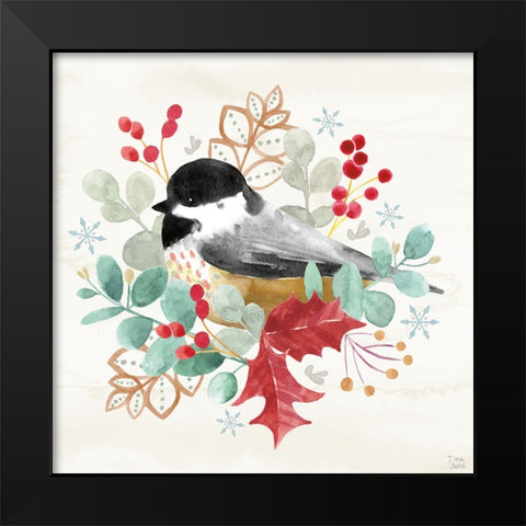 Snowy Critters V Black Modern Wood Framed Art Print by June, Dina