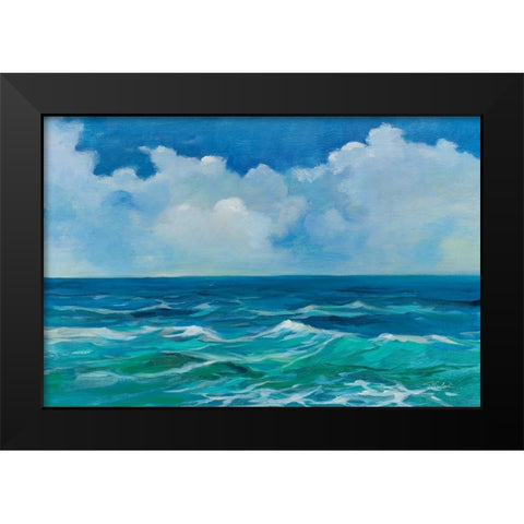 Emerald Wave Black Modern Wood Framed Art Print by Vassileva, Silvia