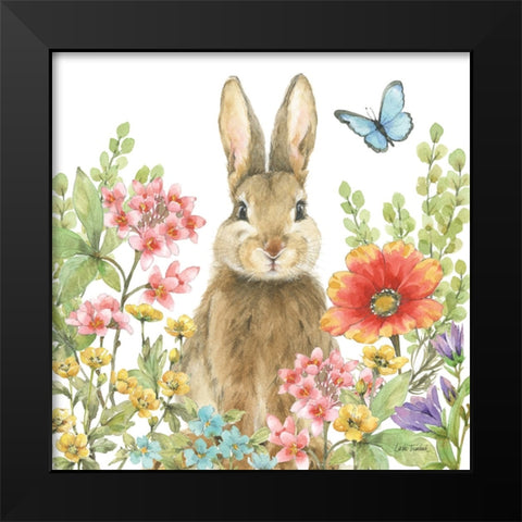 Garden Bunnies III Black Modern Wood Framed Art Print by Trimbach, Leslie