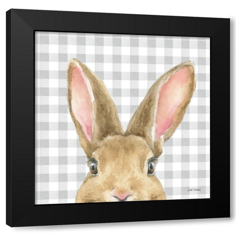 Garden Bunnies VII Black Modern Wood Framed Art Print with Double Matting by Trimbach, Leslie