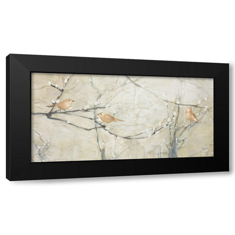 Budding Pussy Willow with Birds Black Modern Wood Framed Art Print by Purinton, Julia