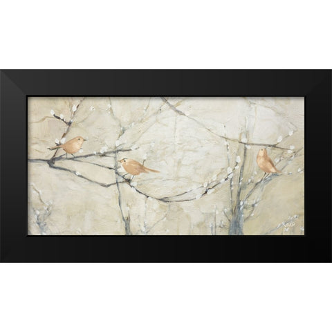 Budding Pussy Willow with Birds Black Modern Wood Framed Art Print by Purinton, Julia