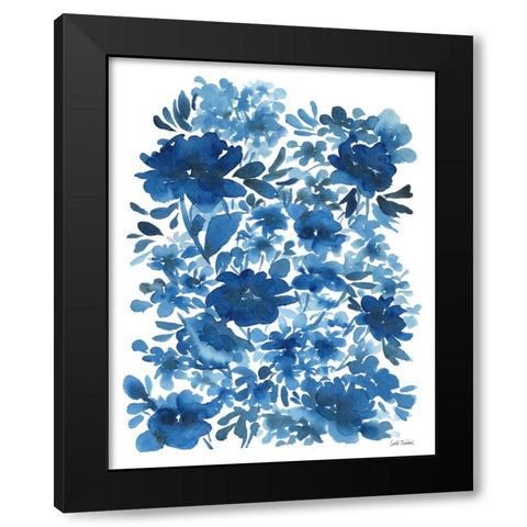 Blue Floral Black Modern Wood Framed Art Print by Trimbach, Leslie