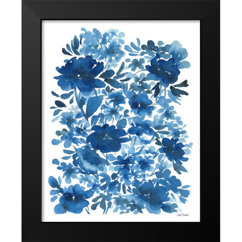 Blue Floral Black Modern Wood Framed Art Print by Trimbach, Leslie