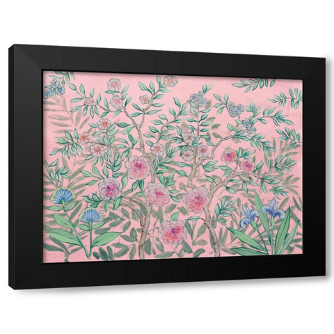 French Garden Pink Black Modern Wood Framed Art Print by Purinton, Julia