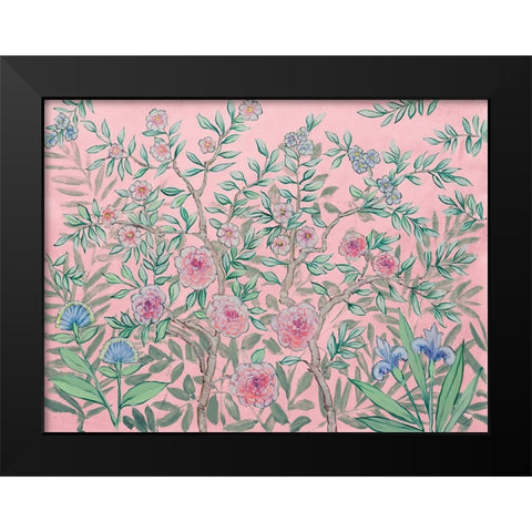 French Garden Pink Black Modern Wood Framed Art Print by Purinton, Julia