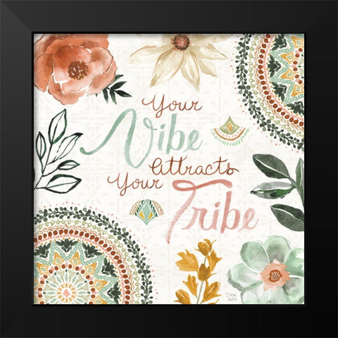 Floral Chic VII Black Modern Wood Framed Art Print by June, Dina