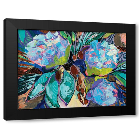 Hydrangea Harmony Black Modern Wood Framed Art Print with Double Matting by Vertentes, Jeanette