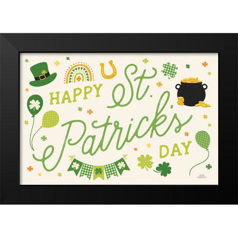 Shamrock Wishes I Light Black Modern Wood Framed Art Print by Marshall, Laura