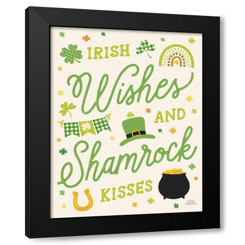 Shamrock Wishes II Light Black Modern Wood Framed Art Print with Double Matting by Marshall, Laura