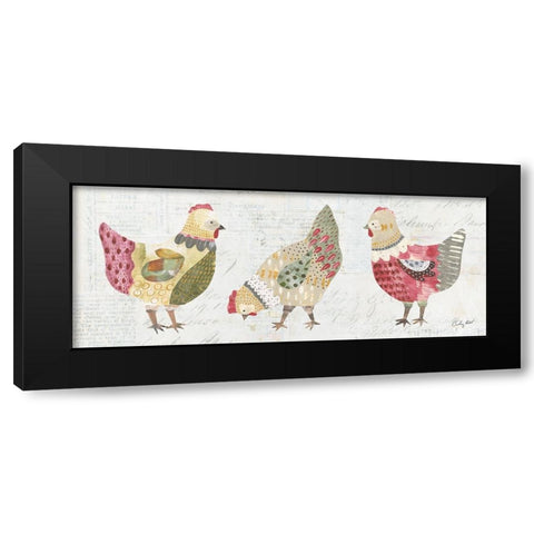 Patchwork Chickens I Black Modern Wood Framed Art Print by Prahl, Courtney