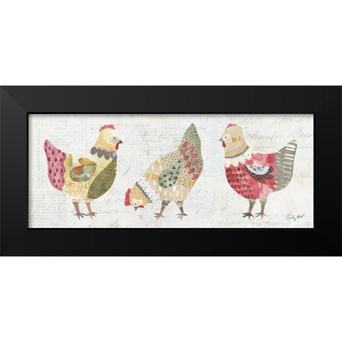 Patchwork Chickens I Black Modern Wood Framed Art Print by Prahl, Courtney