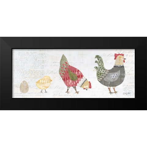 Patchwork Chickens II Black Modern Wood Framed Art Print by Prahl, Courtney