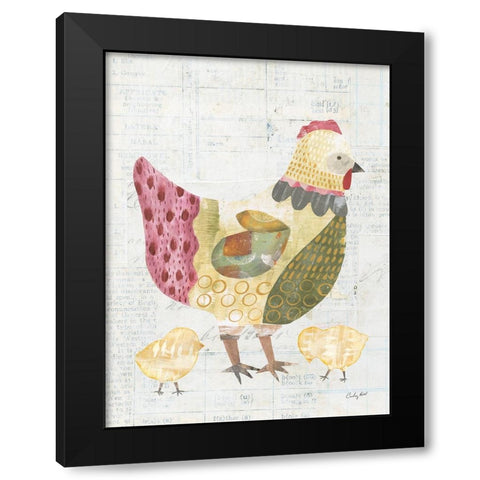 Patchwork Chickens III Black Modern Wood Framed Art Print by Prahl, Courtney
