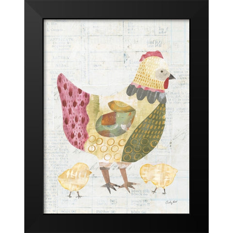 Patchwork Chickens III Black Modern Wood Framed Art Print by Prahl, Courtney