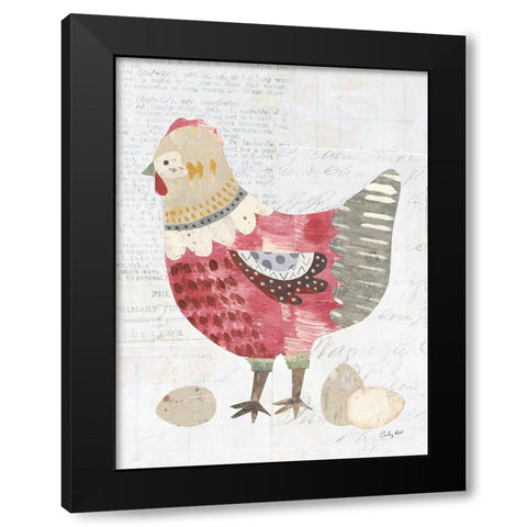 Patchwork Chickens IV Black Modern Wood Framed Art Print by Prahl, Courtney