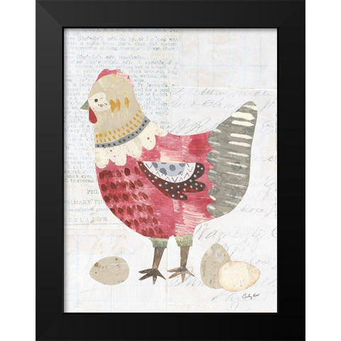 Patchwork Chickens IV Black Modern Wood Framed Art Print by Prahl, Courtney