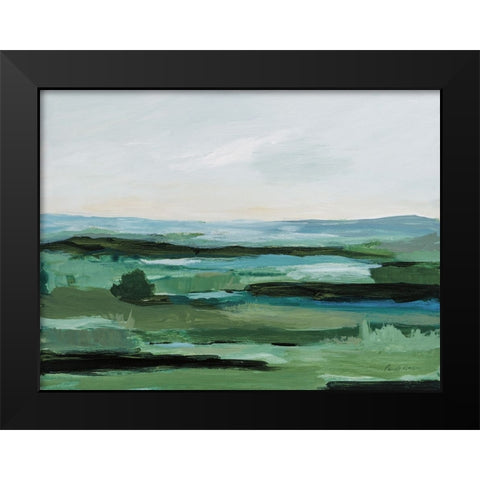Resplendent Green Black Modern Wood Framed Art Print by Munger, Pamela