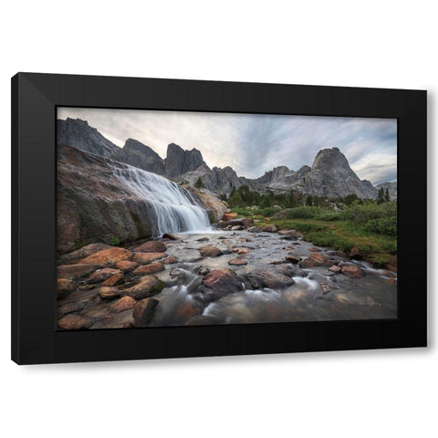 Cirque of the Towers Waterfall Black Modern Wood Framed Art Print with Double Matting by Majchrowicz, Alan