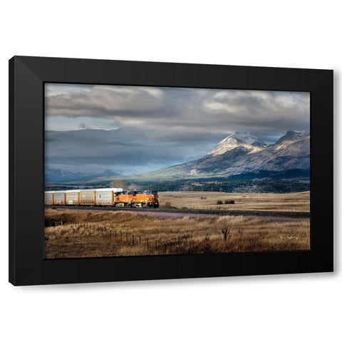 Train III Black Modern Wood Framed Art Print with Double Matting by Majchrowicz, Alan