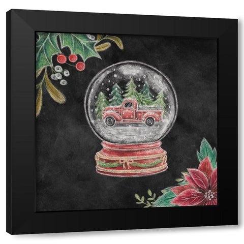 Christmas Chalk Snow Globe Black Modern Wood Framed Art Print with Double Matting by Urban, Mary