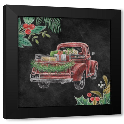 Christmas Chalk Truck III Black Modern Wood Framed Art Print with Double Matting by Urban, Mary