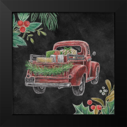 Christmas Chalk Truck III Black Modern Wood Framed Art Print by Urban, Mary