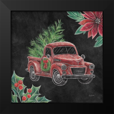 Christmas Chalk Truck IV Black Modern Wood Framed Art Print by Urban, Mary